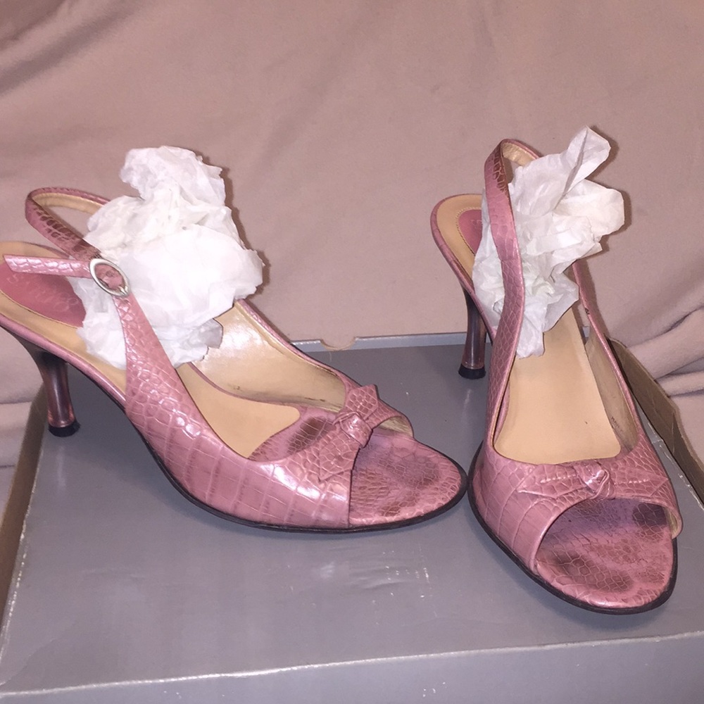 Pink leather heels